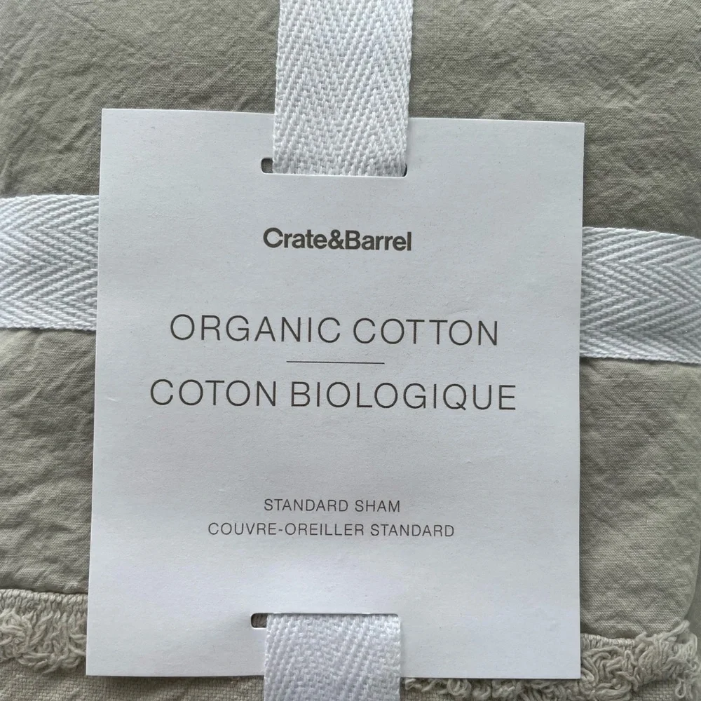 2 Crate & Barrel Organic Cotton Standard Shams - NWT